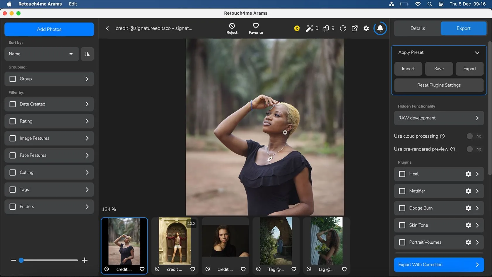 Giao diện tổng hợp các plugin Retouch4Me trong Arams hub
