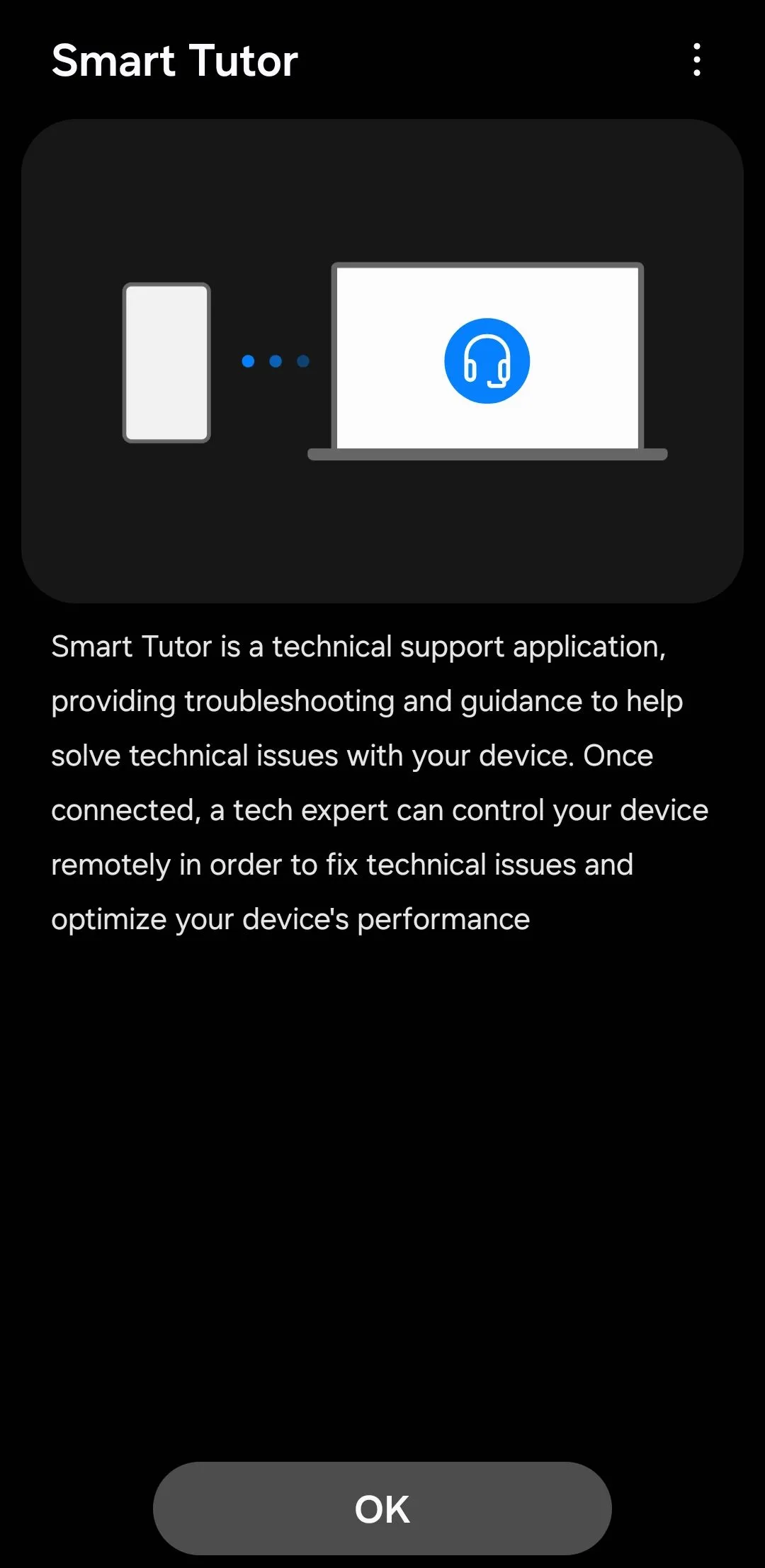 Giao diện ứng dụng Smart Tutor trên điện thoại Galaxy, hiển thị màn hình chính.
