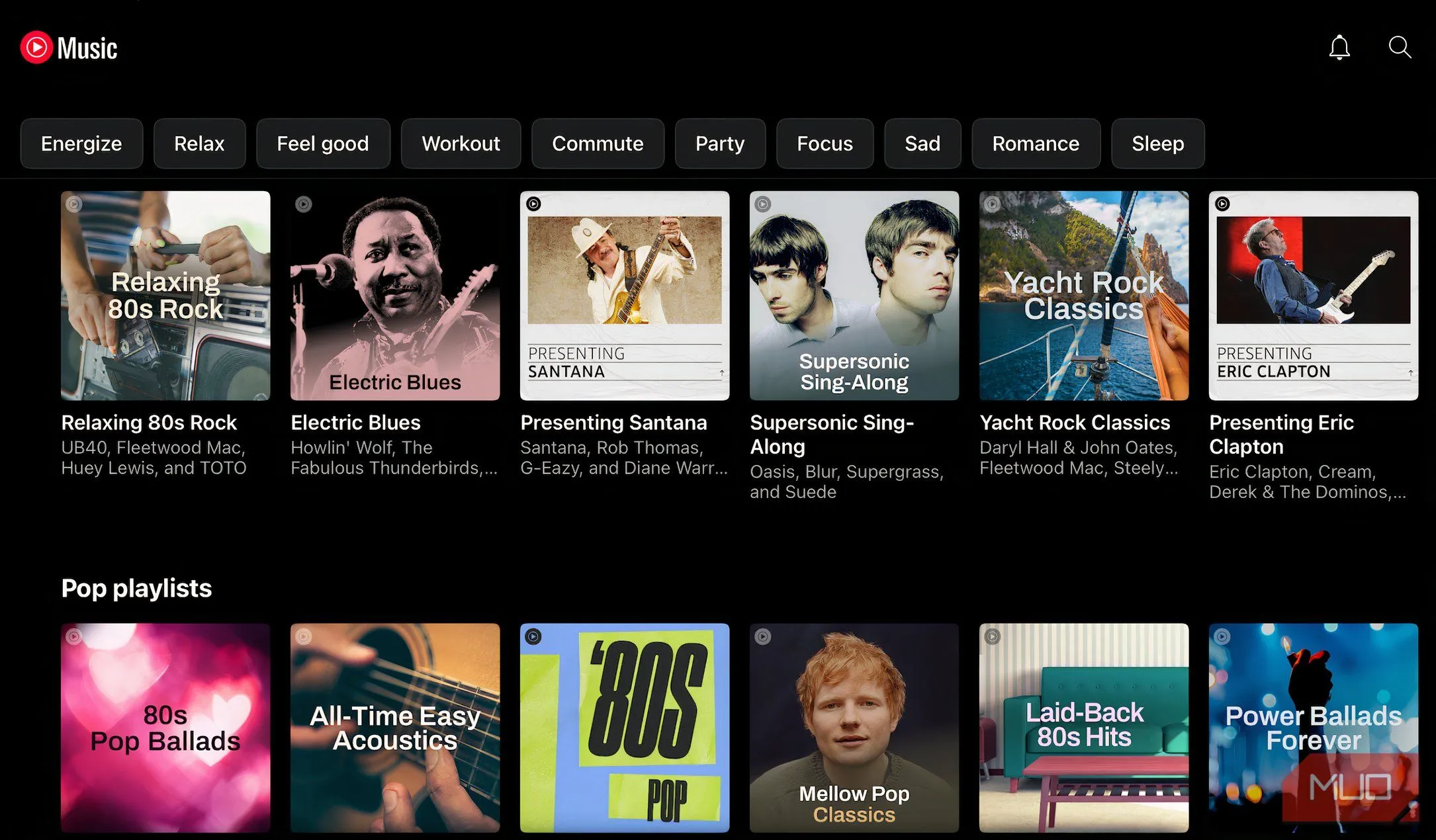 Giao diện YouTube Music hiển thị các đề xuất âm nhạc cá nhân hóa, bao gồm Supermix và Discover Mix, được tạo ra dựa trên lịch sử nghe.