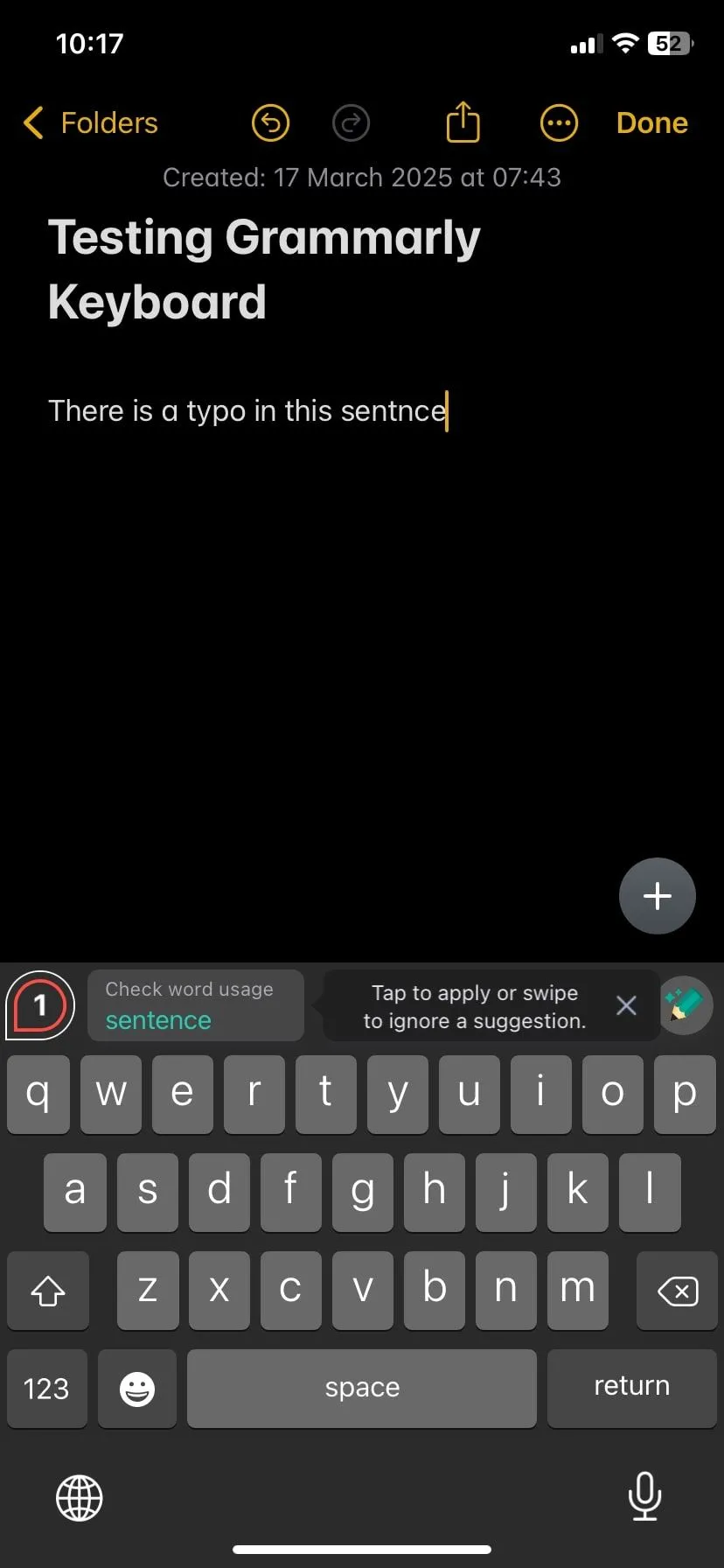 Grammarly Keyboard kiểm tra ngữ pháp và lỗi chính tả tiếng Việt trên iPhone