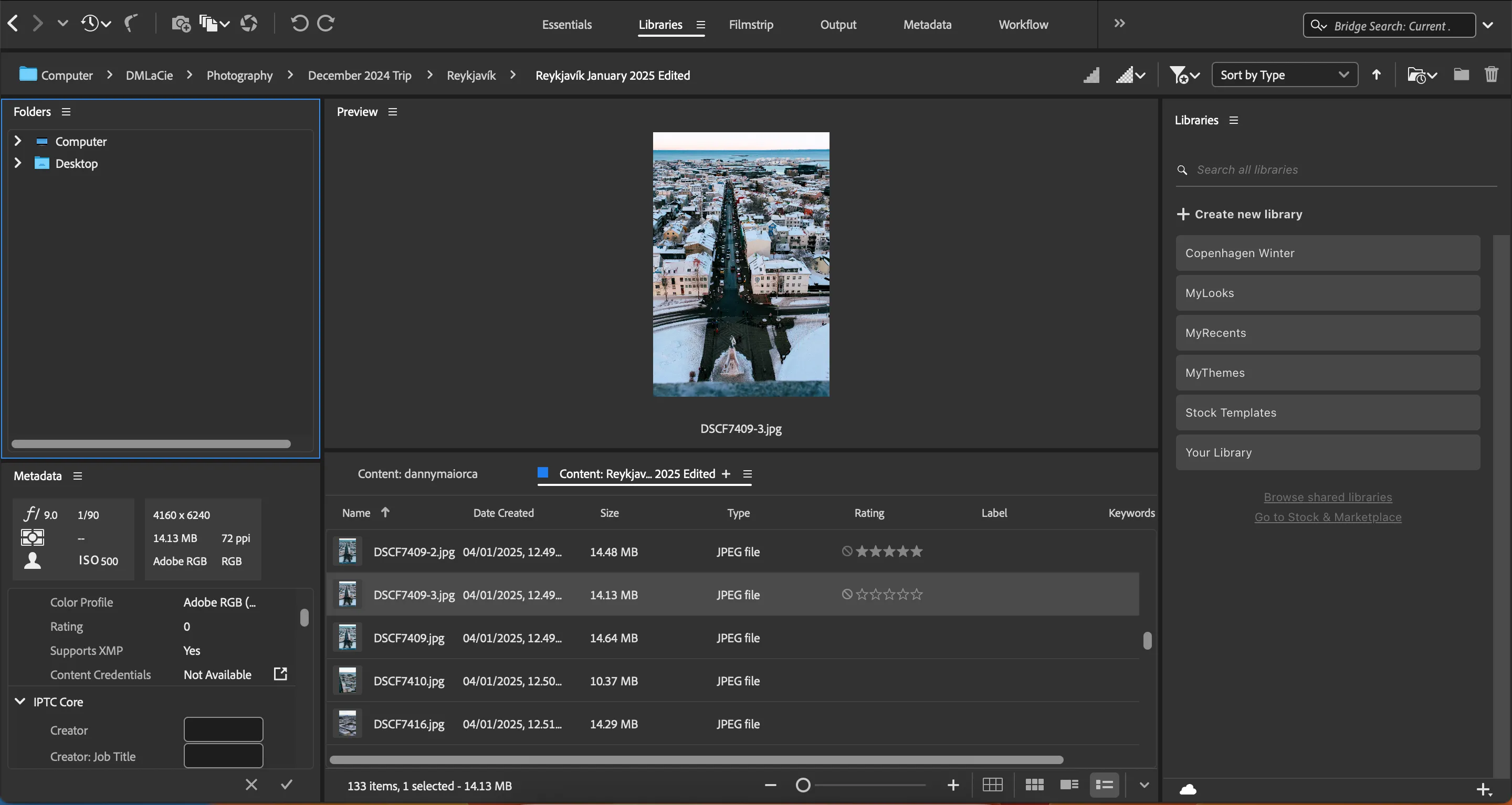Hệ thống đánh giá sao trong Adobe Bridge giúp ưu tiên và quản lý ảnh quan trọng.