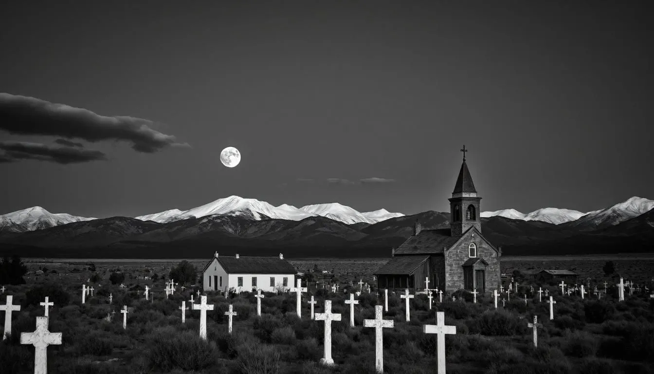 Hình ảnh AI mô tả cảnh thị trấn sa mạc vào ban đêm với ánh trăng, gợi nhớ phong cách Ansel Adams nhưng không chính xác.