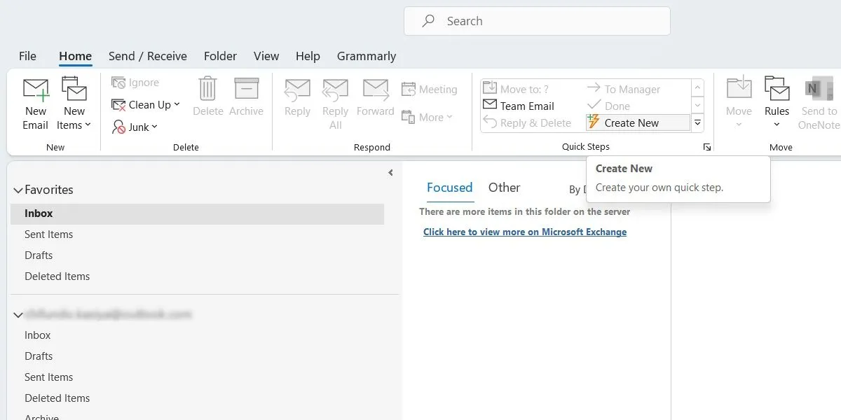 Hướng dẫn tạo một Bước nhanh (Quick Step) mới trong ứng dụng Outlook trên hệ điều hành Windows để tự động hóa tác vụ email.