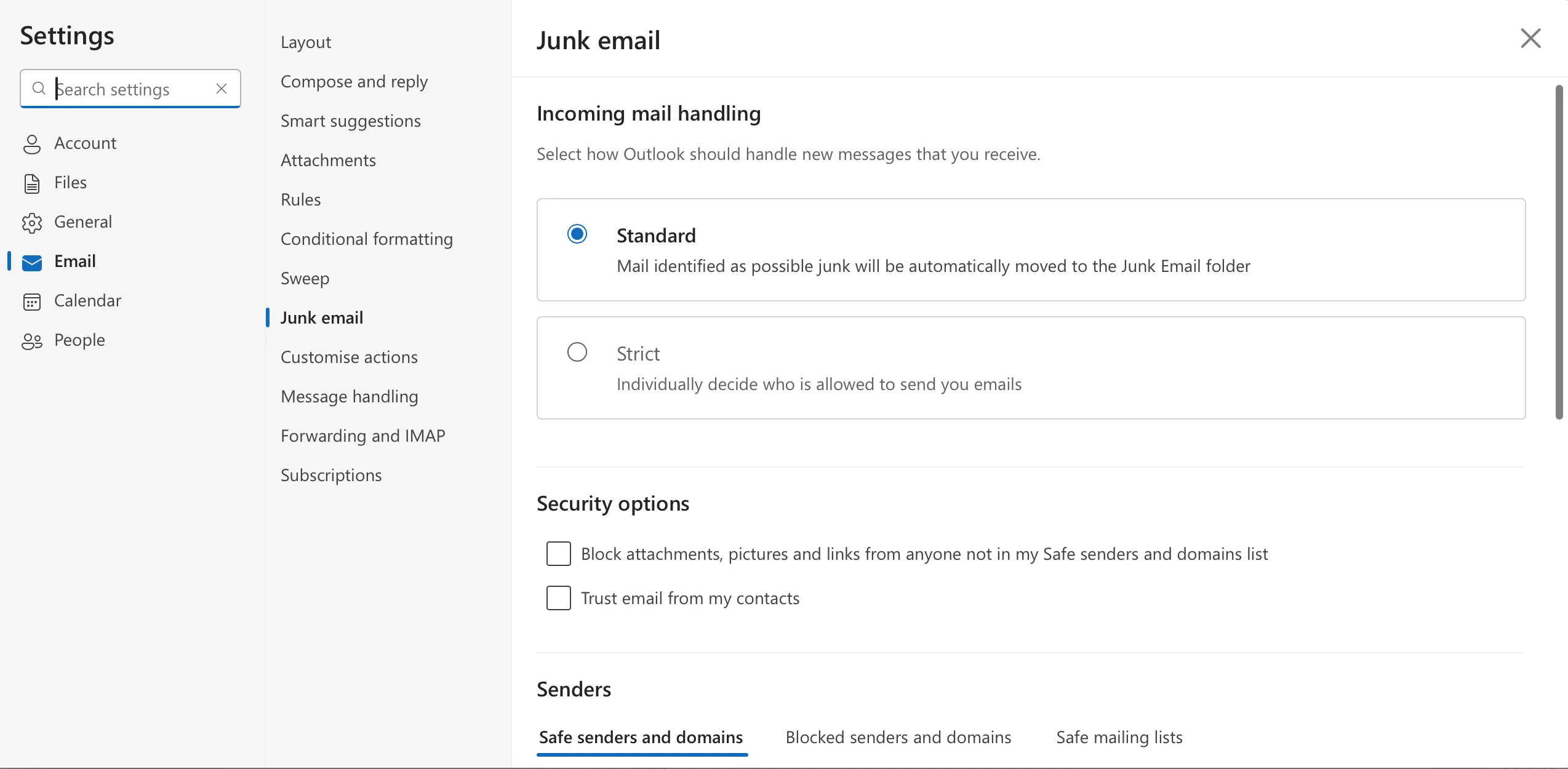 Kiểm soát người có thể gửi tin nhắn cho tôi trong ứng dụng Outlook