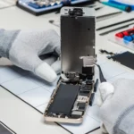Kỹ thuật viên đang sửa chữa điện thoại Pixel, minh họa khó khăn khi tìm dịch vụ sửa chữa chính hãng tại Việt Nam.