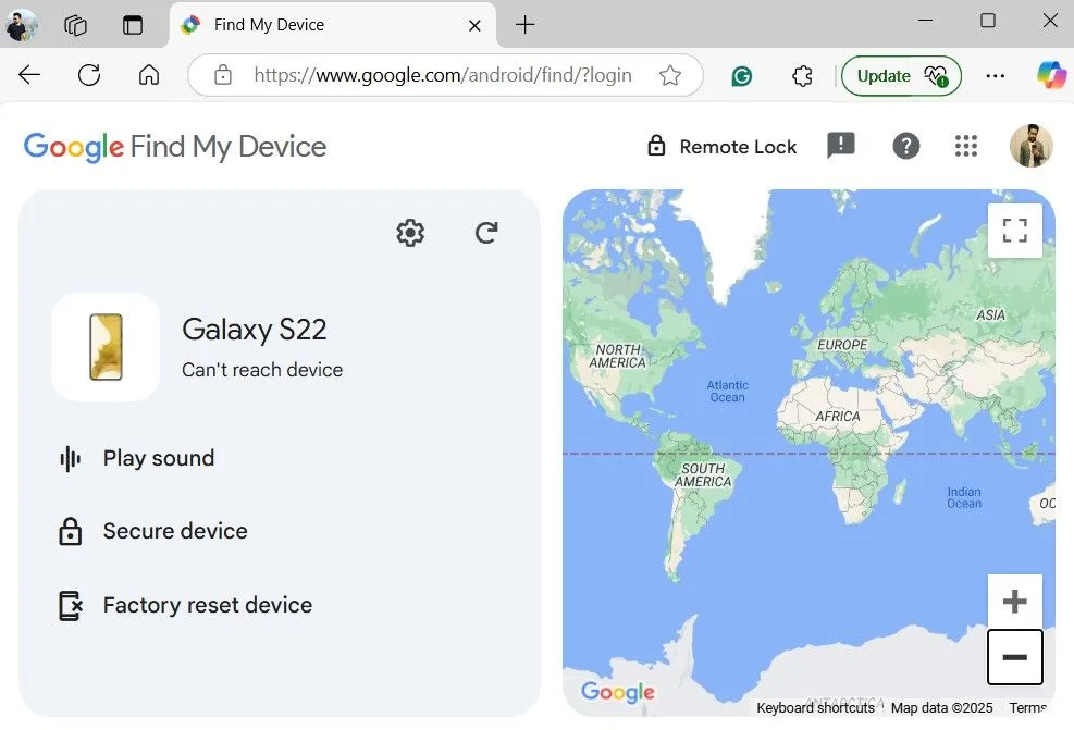 Lỗi không thể định vị thiết bị trên Google Tìm thiết bị của tôi khi điện thoại Samsung không có internet