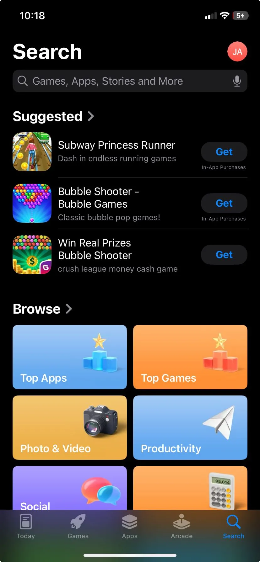 Màn hình App Store của Apple hiển thị các ứng dụng đề xuất và tùy chọn duyệt