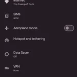 Màn hình Cài đặt của Android với tùy chọn "Mạng và internet"