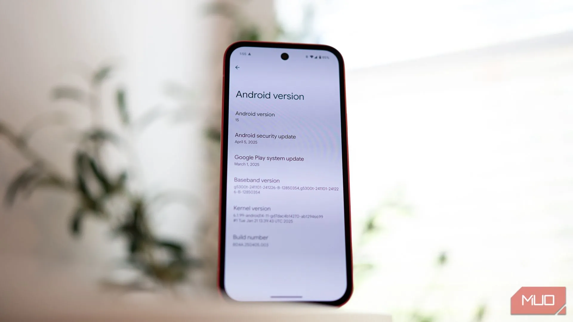 Màn hình cài đặt phiên bản Android trên Google Pixel 9a, minh chứng cho cam kết cập nhật lâu dài