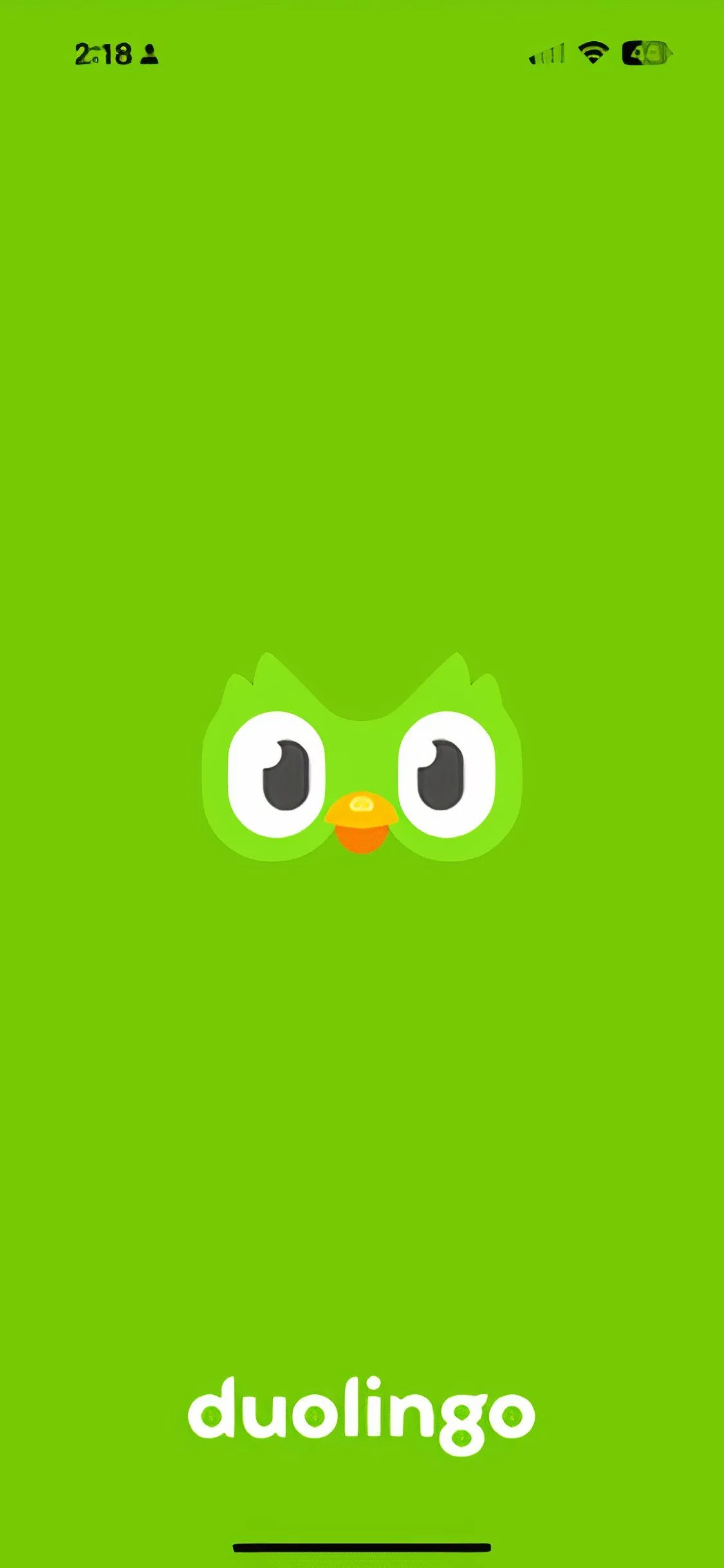 Màn hình chào mừng của ứng dụng Duolingo