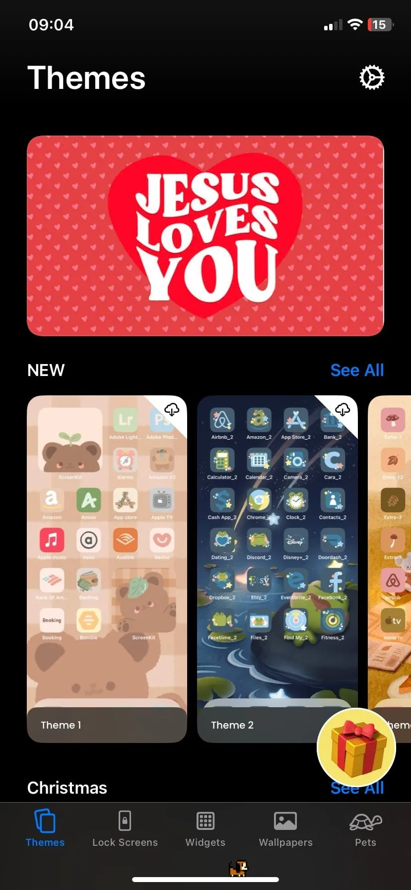Màn hình chính ứng dụng ScreenKit với các tùy chọn chủ đề