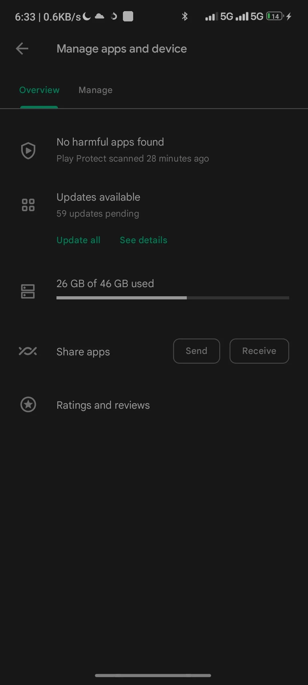 Màn hình quản lý ứng dụng và thiết bị trên Google Play Store hiển thị tùy chọn &quot;Cập nhật tất cả&quot; để đảm bảo các ứng dụng tương thích với phiên bản Android mới