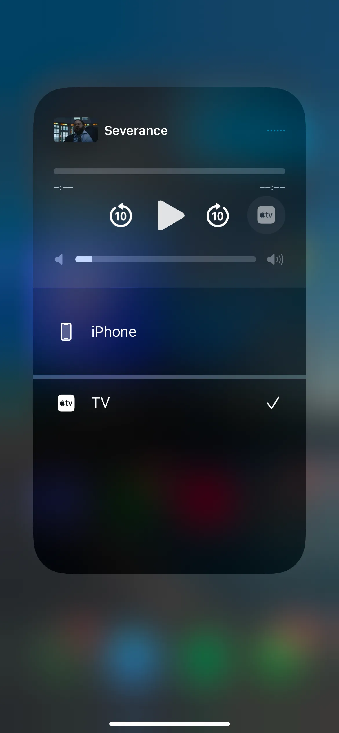 Menu AirPlay trên iOS 18 cho phép phát nội dung lên Apple TV