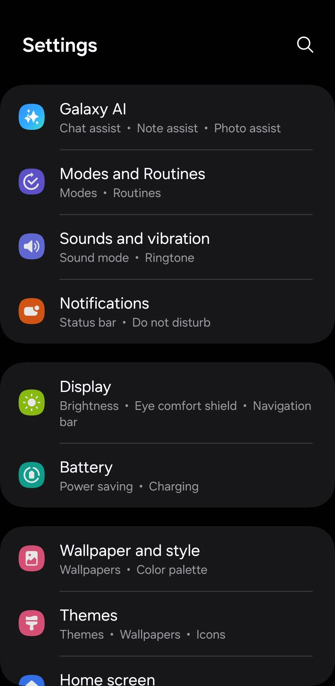 Menu Âm thanh và Rung trên điện thoại Samsung, hiển thị tùy chọn Tắt tiếng tạm thời