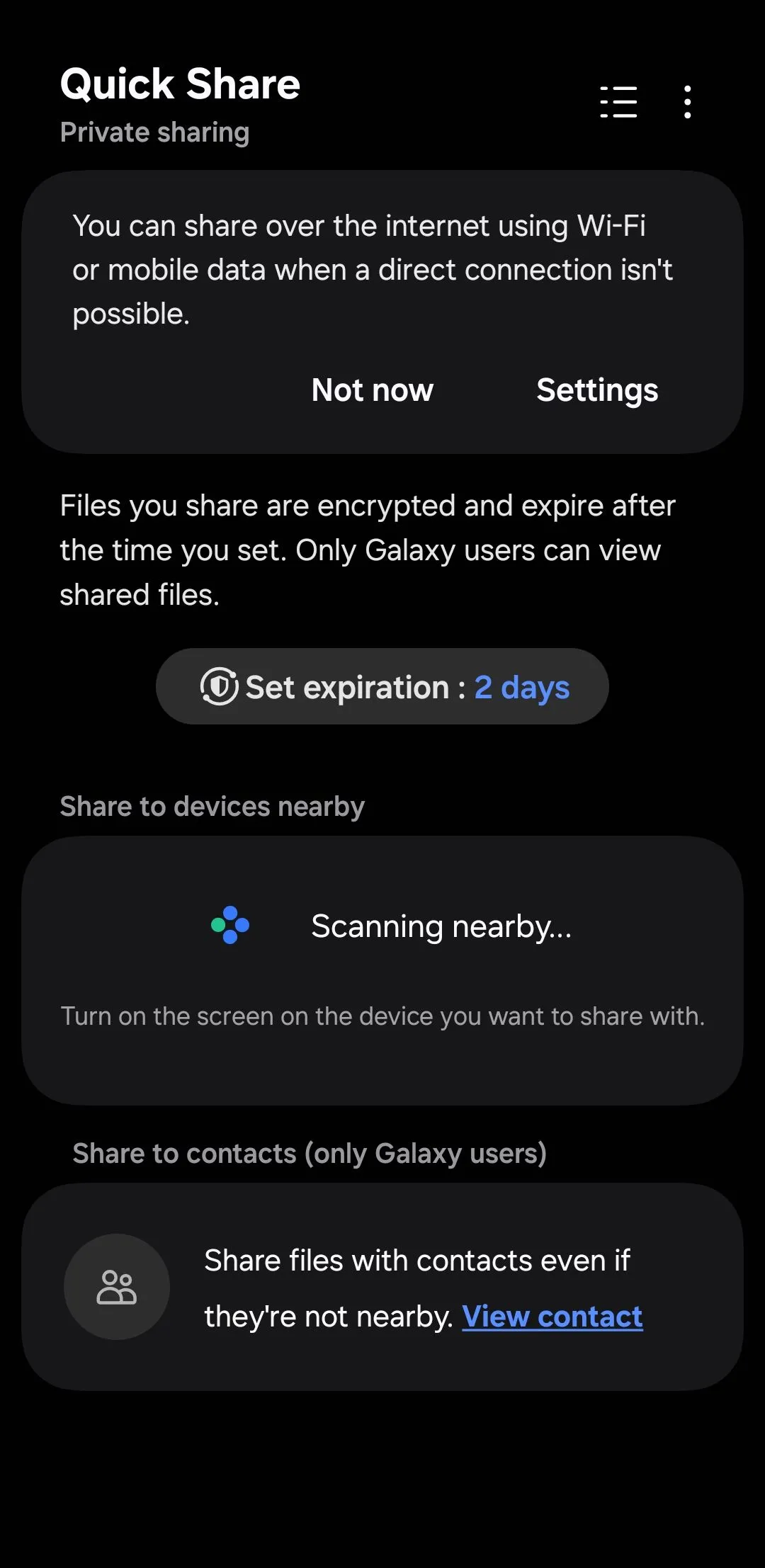 Menu chia sẻ riêng tư Private Share của Samsung Galaxy giúp bảo mật file