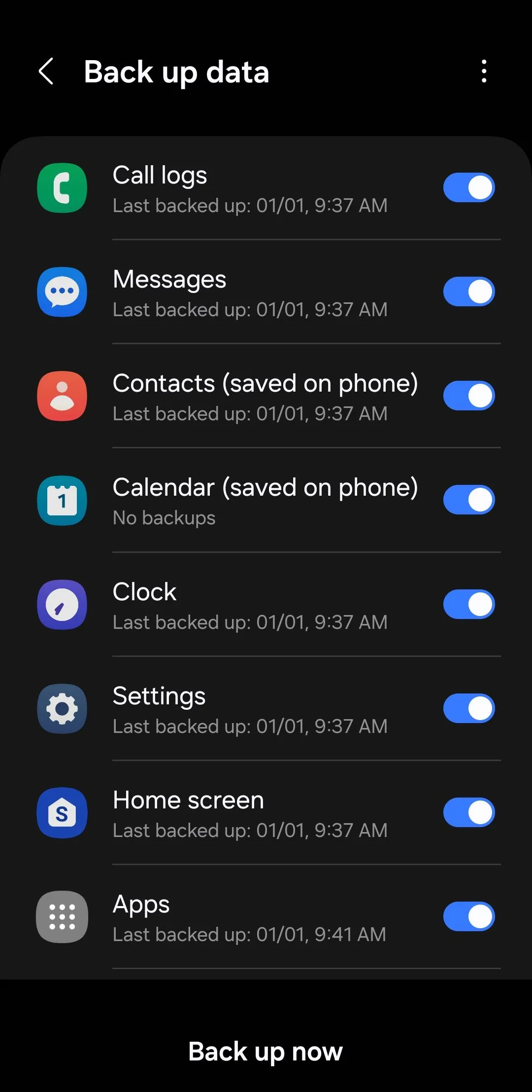 Menu sao lưu dữ liệu trên điện thoại Android, chuẩn bị cho chuyến đi quốc tế