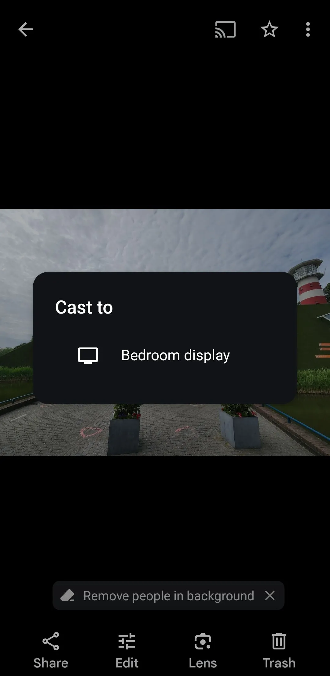 Menu truyền hình ảnh từ ứng dụng Google Photos