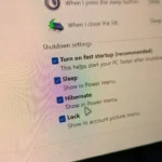 Menu Tùy chọn Nguồn Windows với cài đặt chế độ ngủ đông (Hibernate)