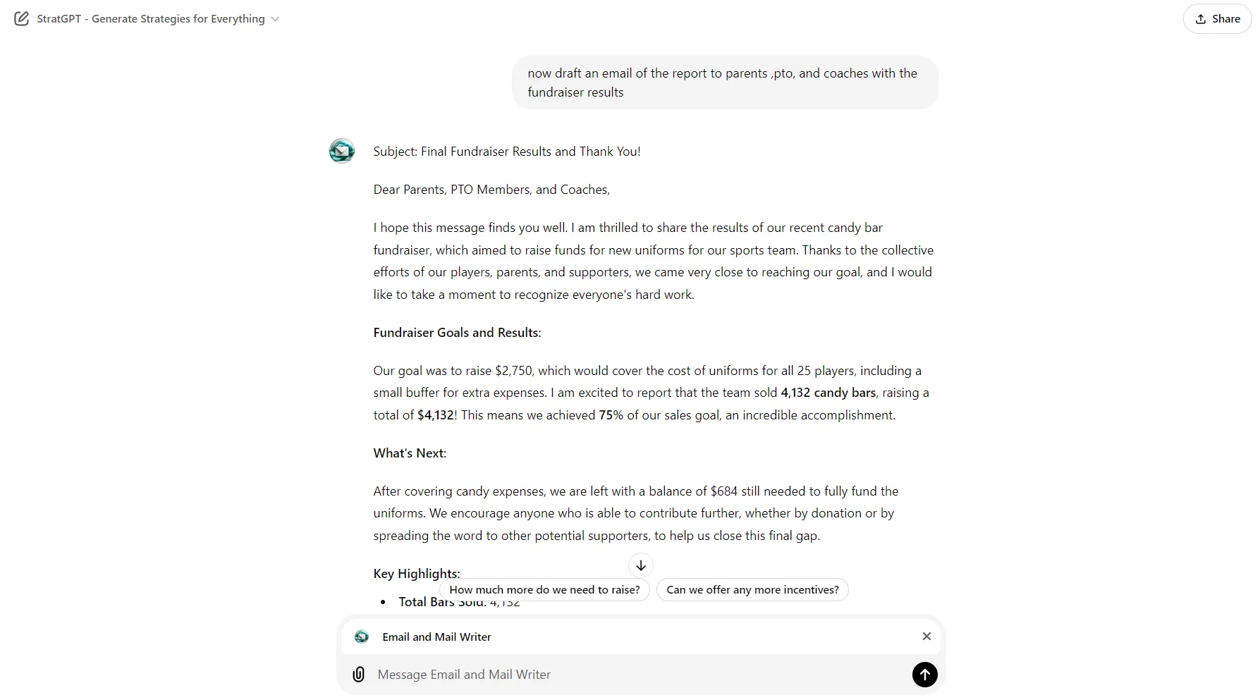 Minh họa email được tạo bởi GPT, giúp tiết kiệm thời gian phản hồi