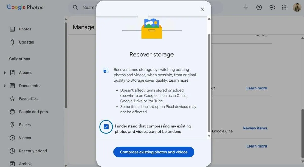 Nén ảnh và video hiện có trong Google Photos bằng tùy chọn Storage Saver