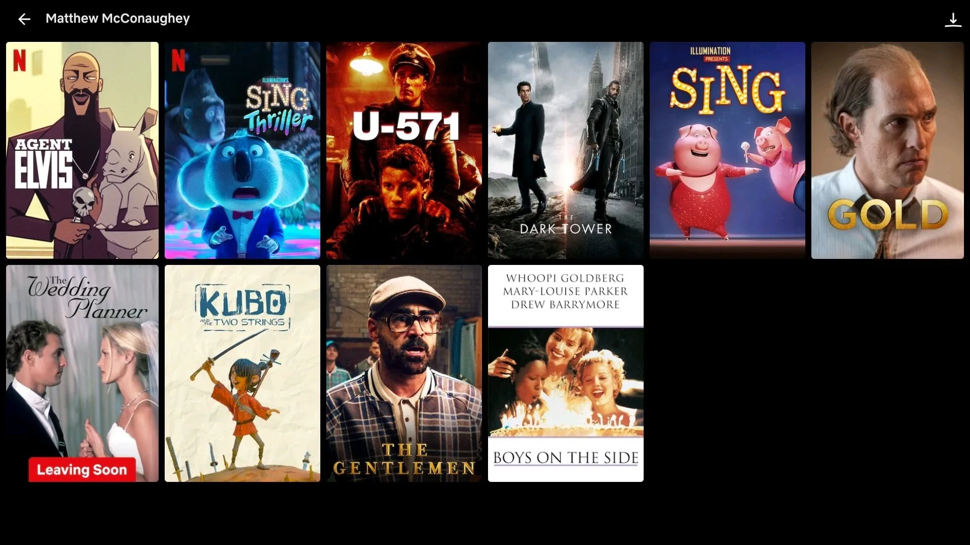 Nội dung có sẵn trên Netflix với các phim của Matthew McConaughey