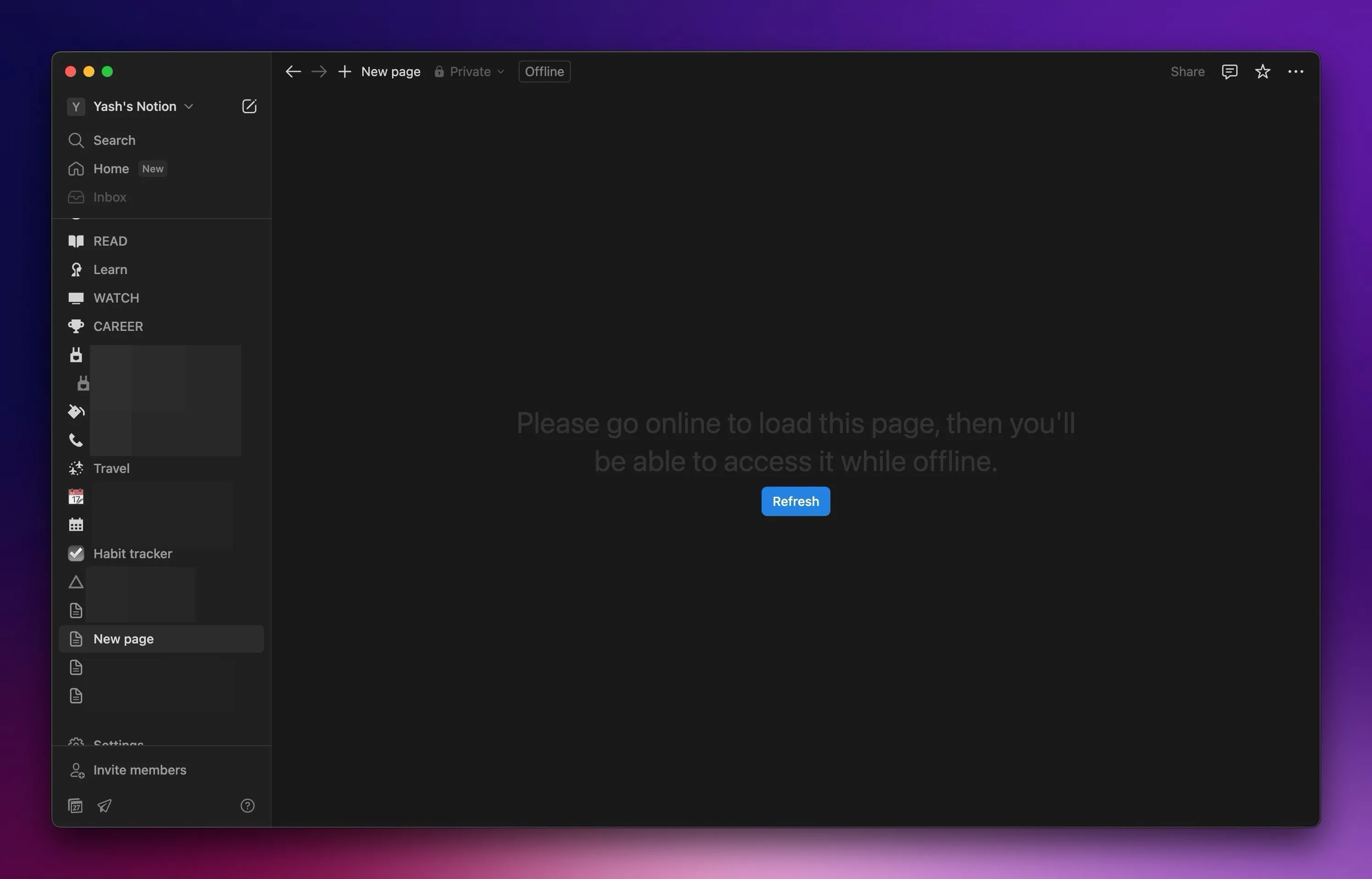 Notion hoạt động offline hạn chế trên Mac