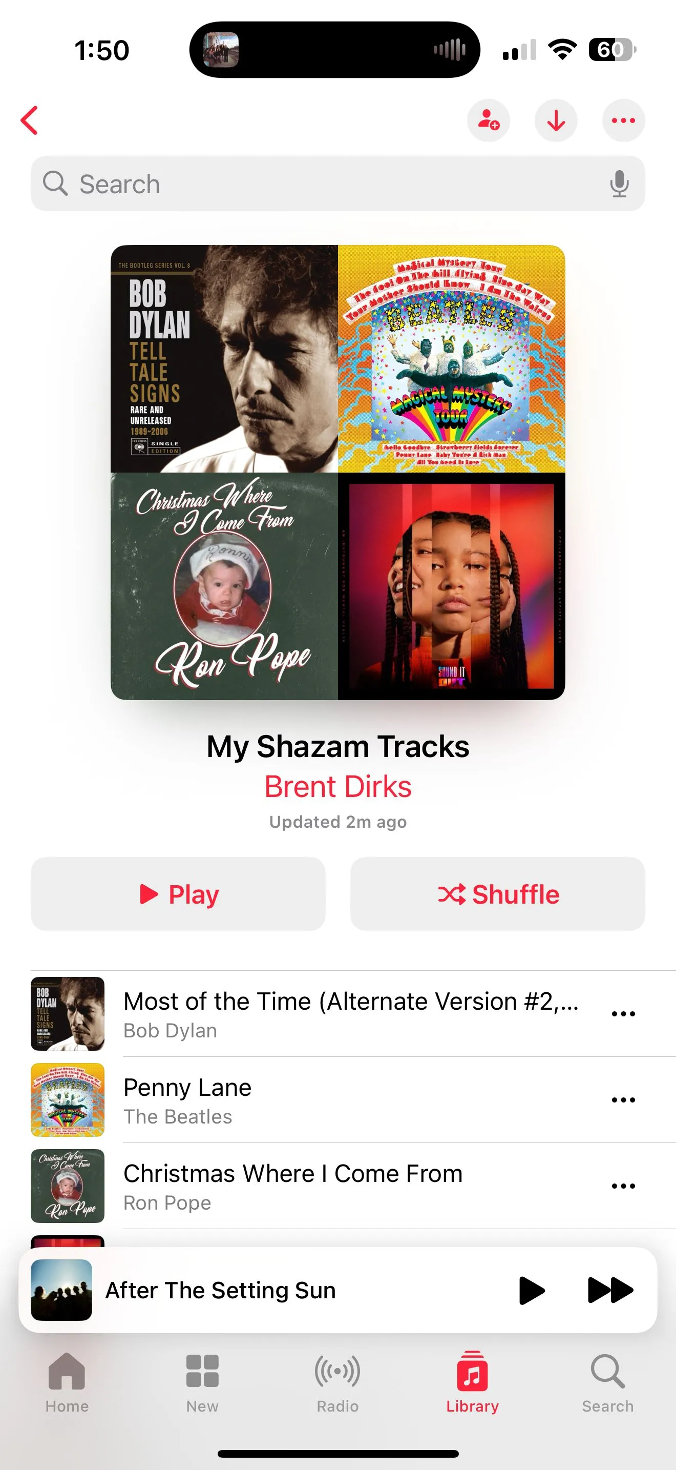 Playlist &quot;Bài hát Shazam của tôi&quot; trong ứng dụng Apple Music được đồng bộ từ Shazam