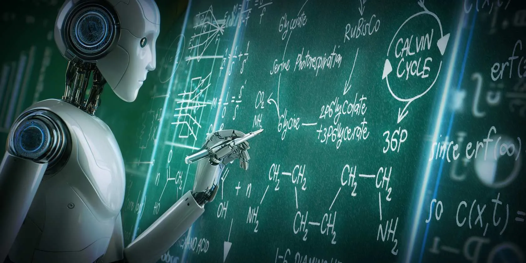 Robot giải toán trên bảng xanh