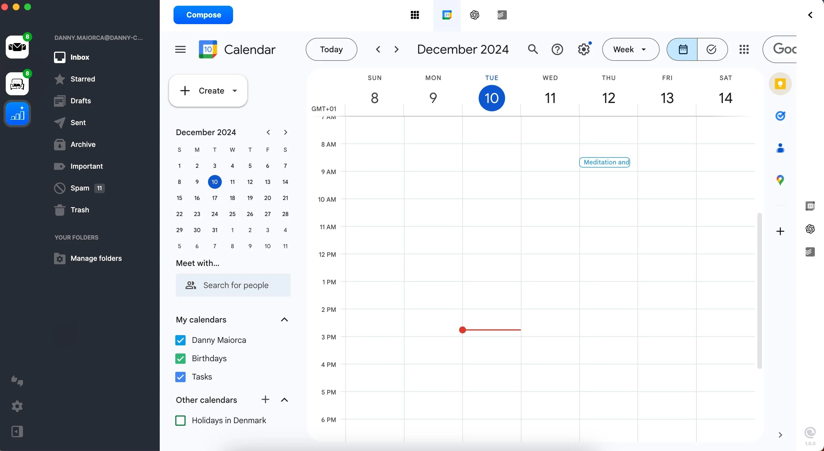 Sử dụng lịch Google Calendar tích hợp ngay trong giao diện Mailbird