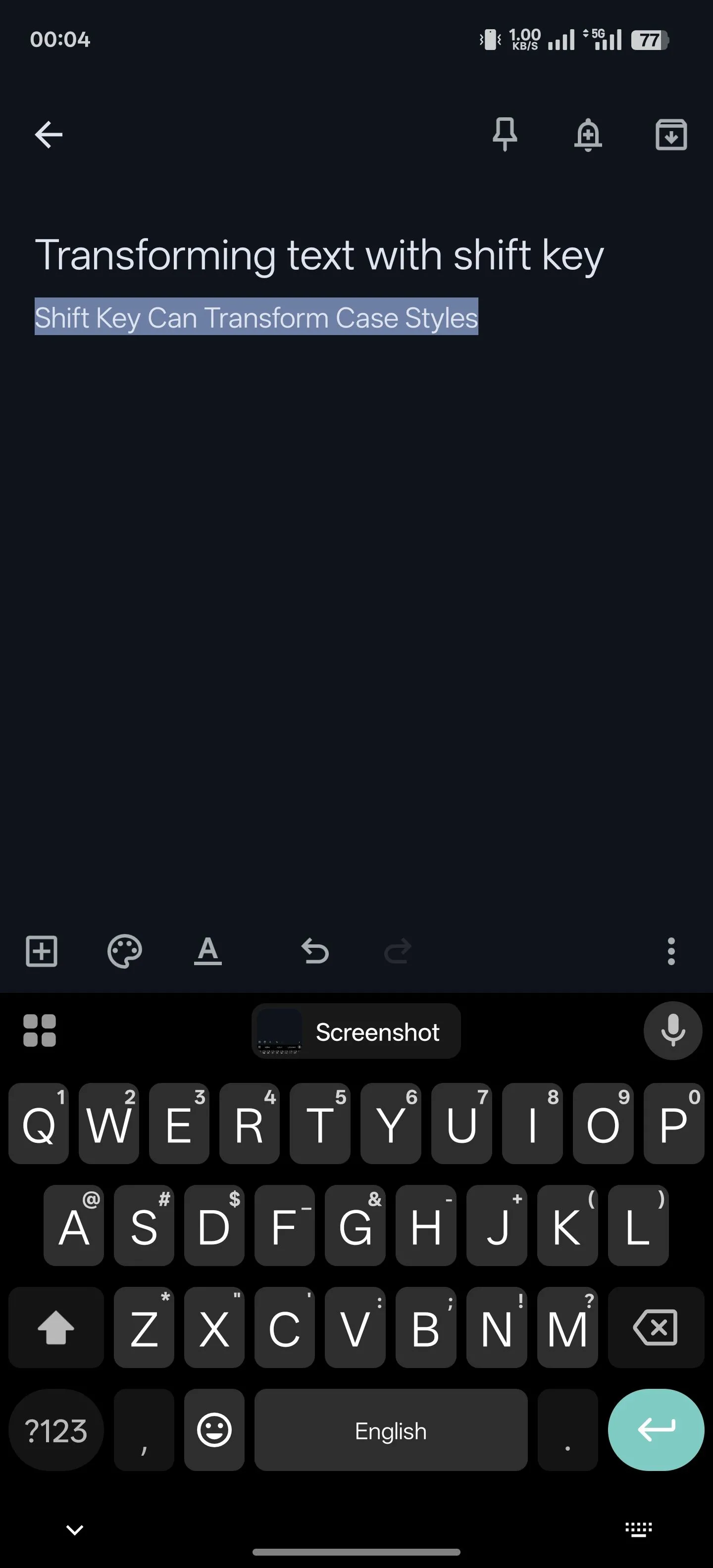 Sử dụng phím Shift để chuyển đổi kiểu chữ (hoa, thường, viết hoa chữ cái đầu) trong Gboard