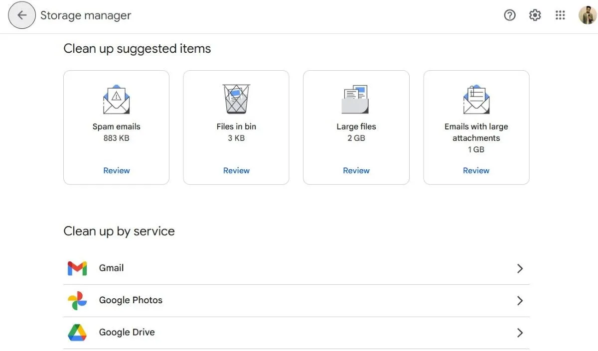 Sử dụng trình quản lý bộ nhớ Google Drive để nhận gợi ý dọn dẹp và giải phóng không gian