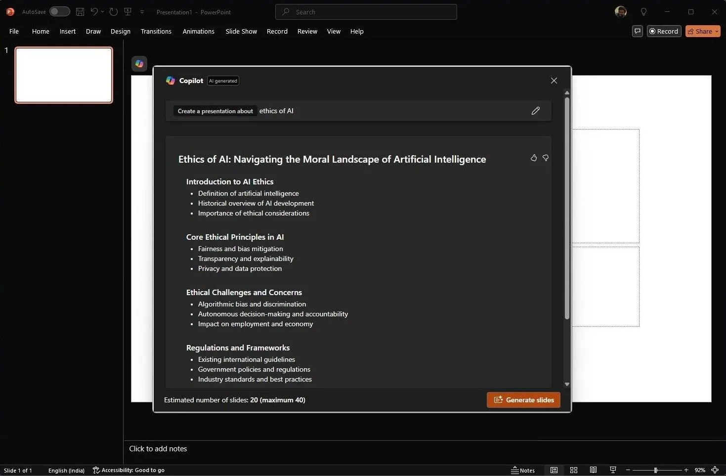 Tạo bản thuyết trình mới với Copilot trong Microsoft PowerPoint