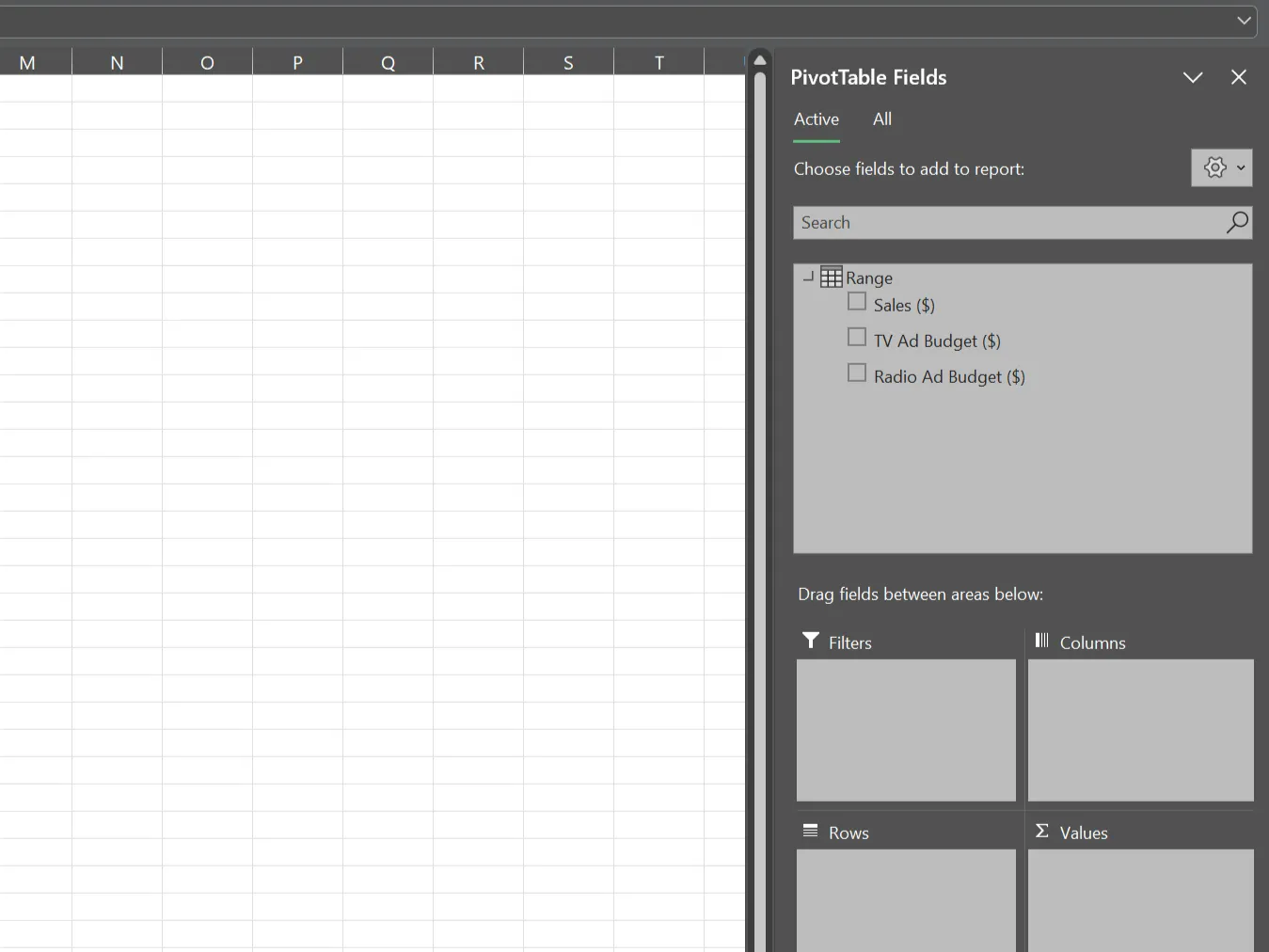 Thanh bên báo cáo PivotTable trong Excel