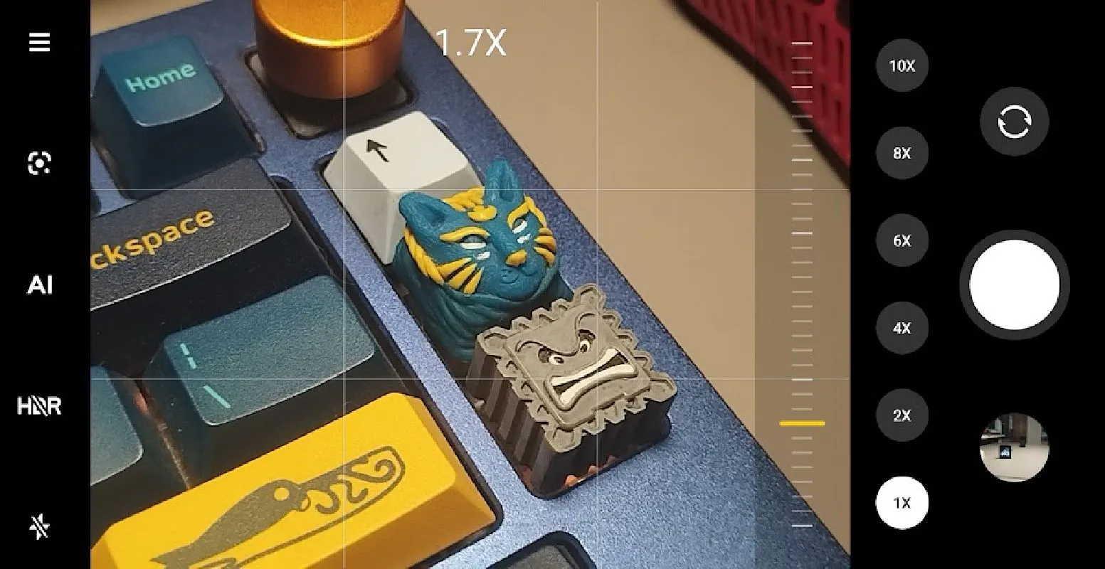 Thanh điều khiển zoom kỹ thuật số trên giao diện ứng dụng camera điện thoại