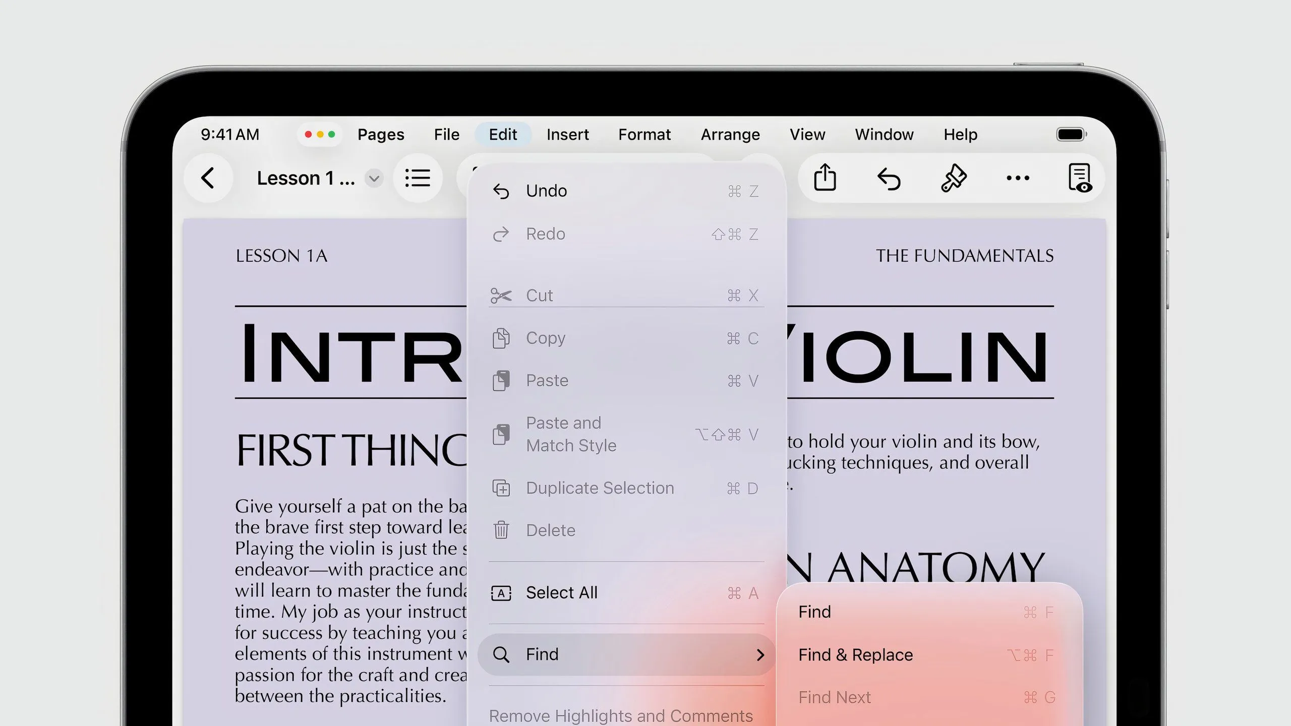 Thanh Menu Bar hoàn toàn mới trên iPadOS 26 tại WWDC 2025, tương tự giao diện macOS, giúp truy cập nhanh các tùy chọn ứng dụng.