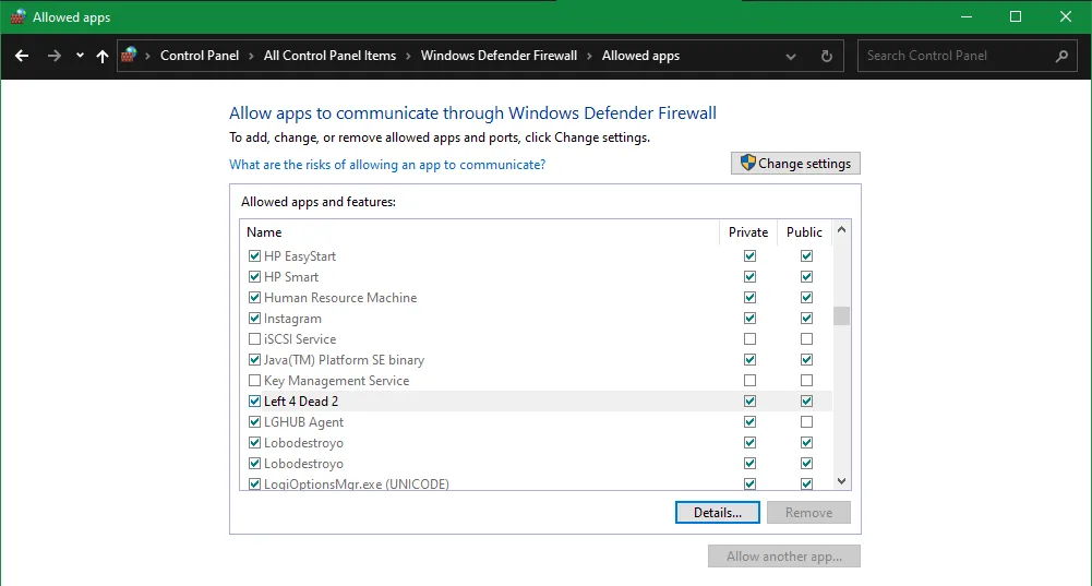 Thay đổi cài đặt Tường lửa Windows