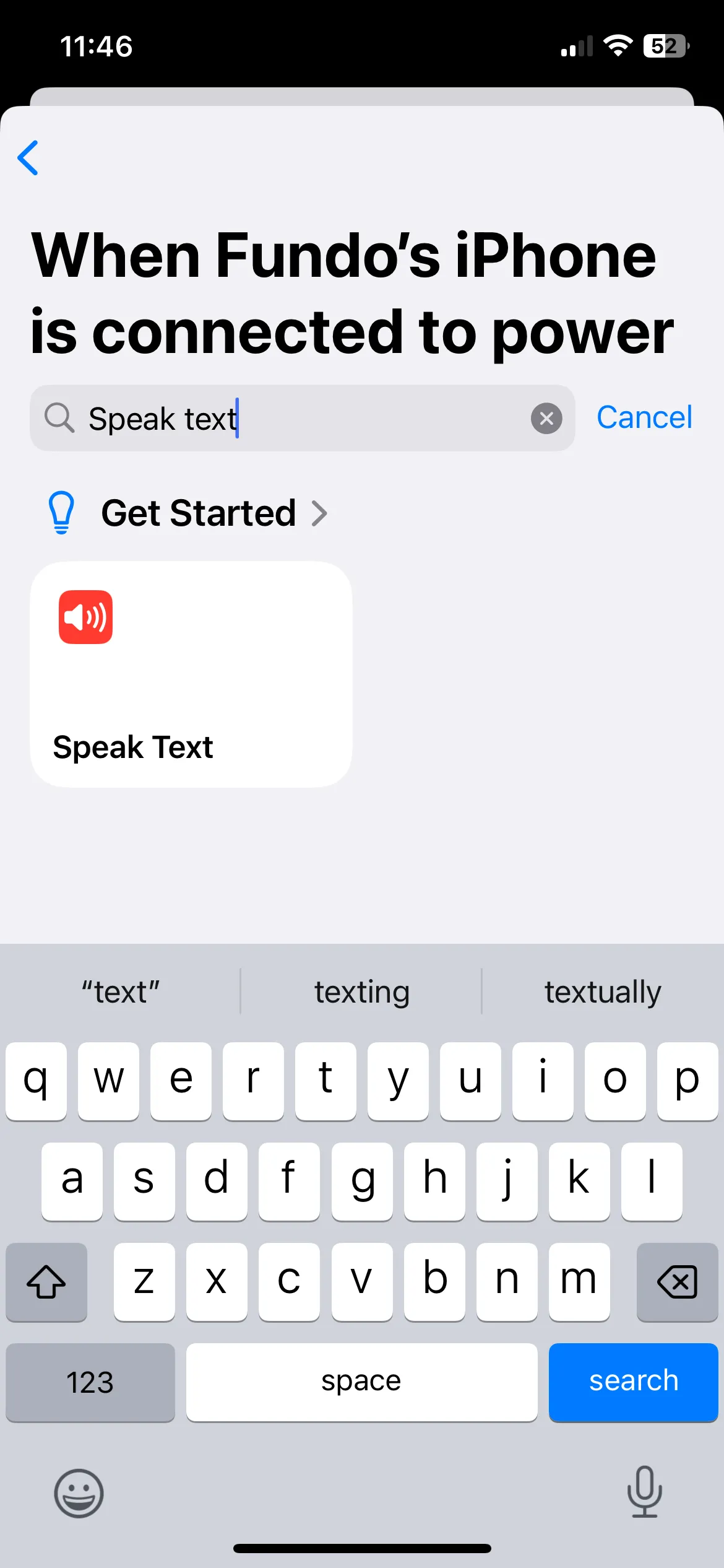 Thiết lập hành động Đọc văn bản để Siri phát âm tùy chỉnh khi sạc iPhone