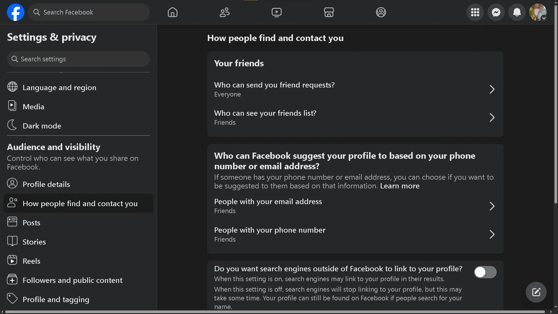 Thiết lập quyền riêng tư trên Facebook để kiểm soát ai có thể tìm và liên hệ với bạn