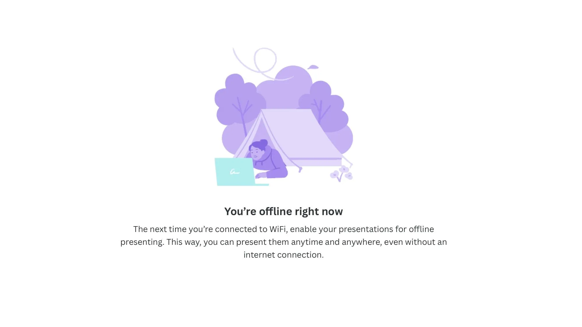Thông báo lỗi khi Canva không có kết nối internet, minh họa sự phụ thuộc vào mạng