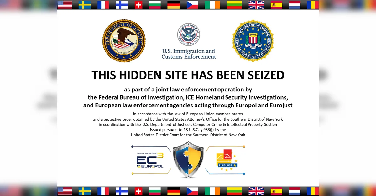 Thông báo tịch thu website Dark Web bởi ICE - Biểu tượng pháp luật trên Darknet