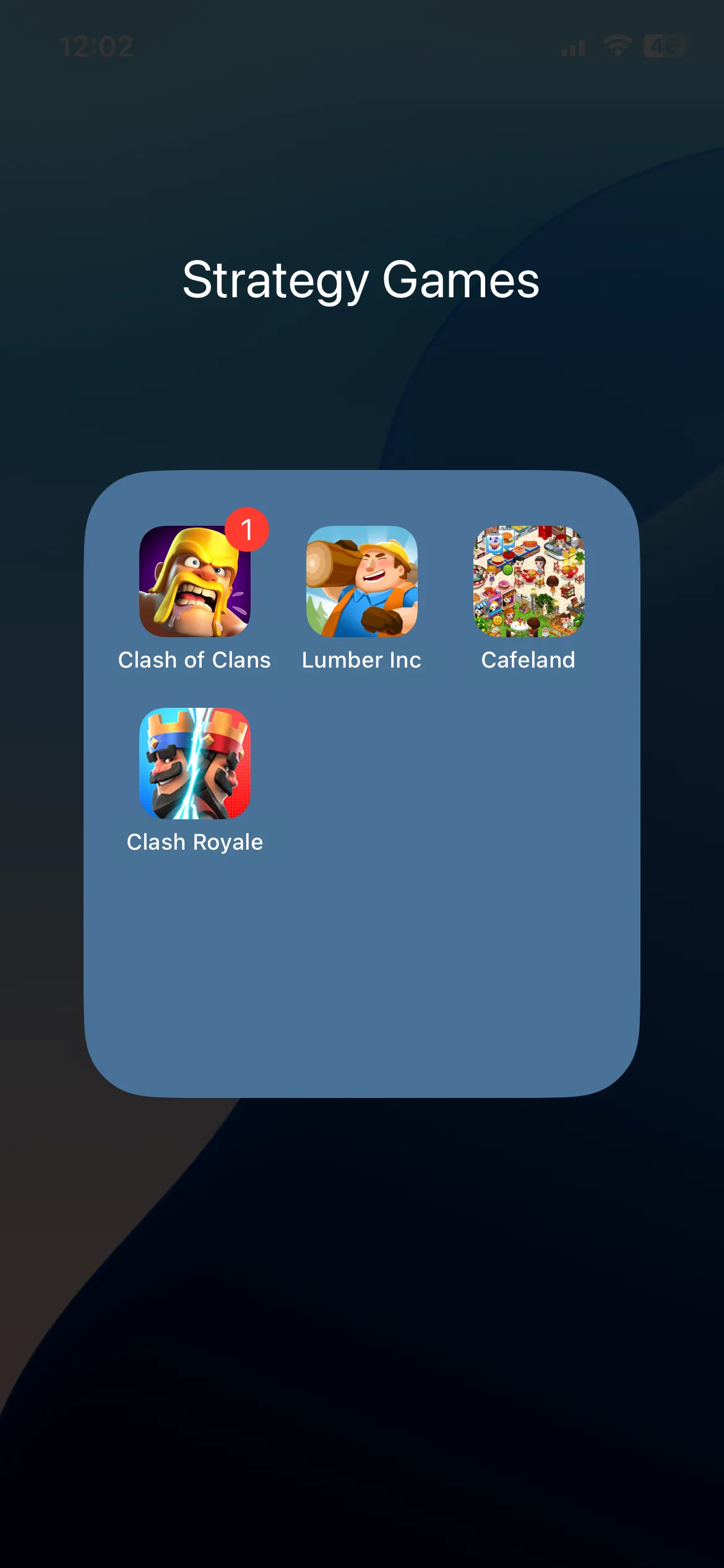 Thư mục &quot;Games&quot; trên màn hình chính iPhone chứa các trò chơi đã được nhóm lại.