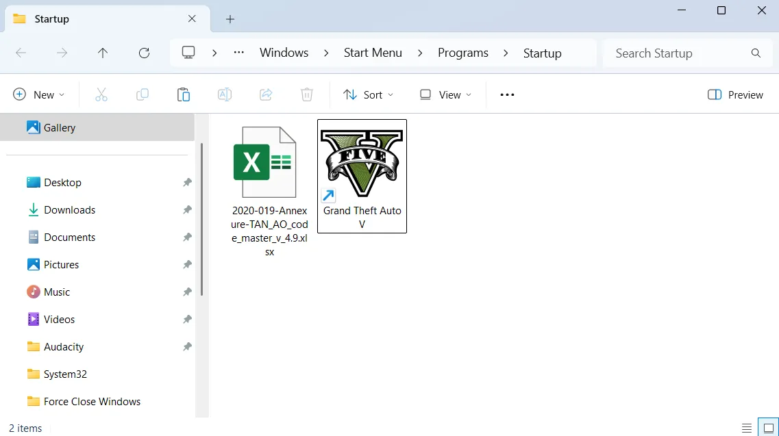 Thư mục Startup trong Windows, nơi chứa các ứng dụng và script tự động khởi chạy khi đăng nhập