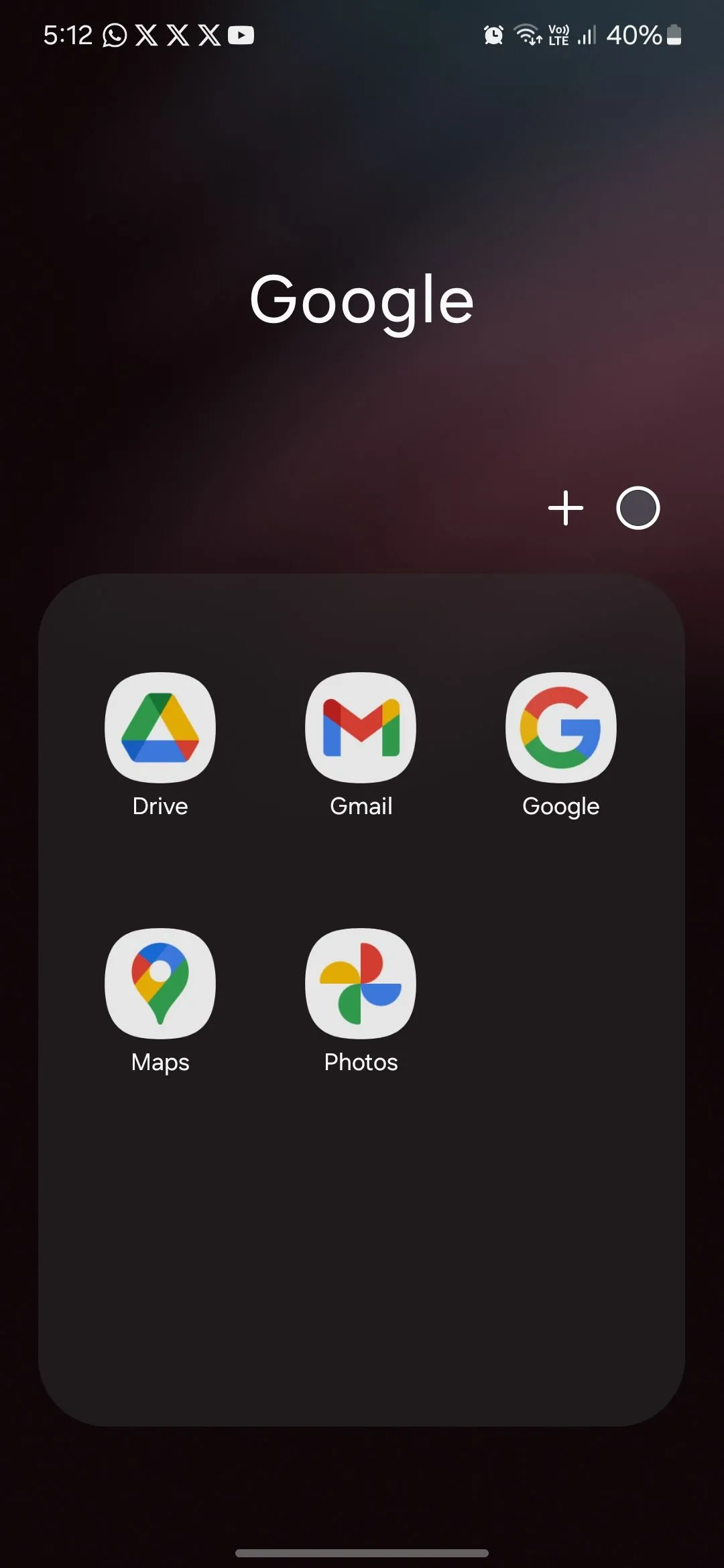 Thư mục ứng dụng Google trên điện thoại Samsung
