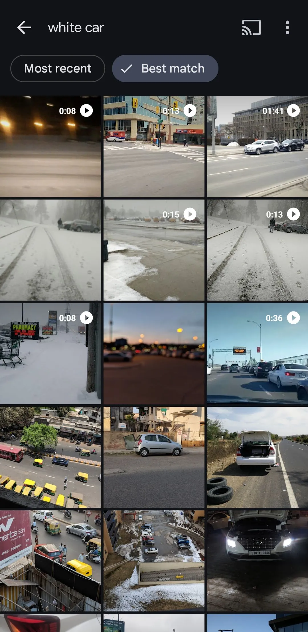 Tìm ảnh xe hơi màu trắng trên Google Photos