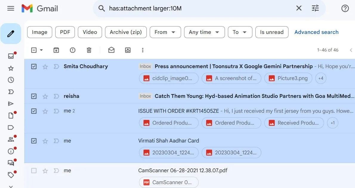 Tìm kiếm và xóa email có tệp đính kèm lớn trong Gmail để tiết kiệm dung lượng Google