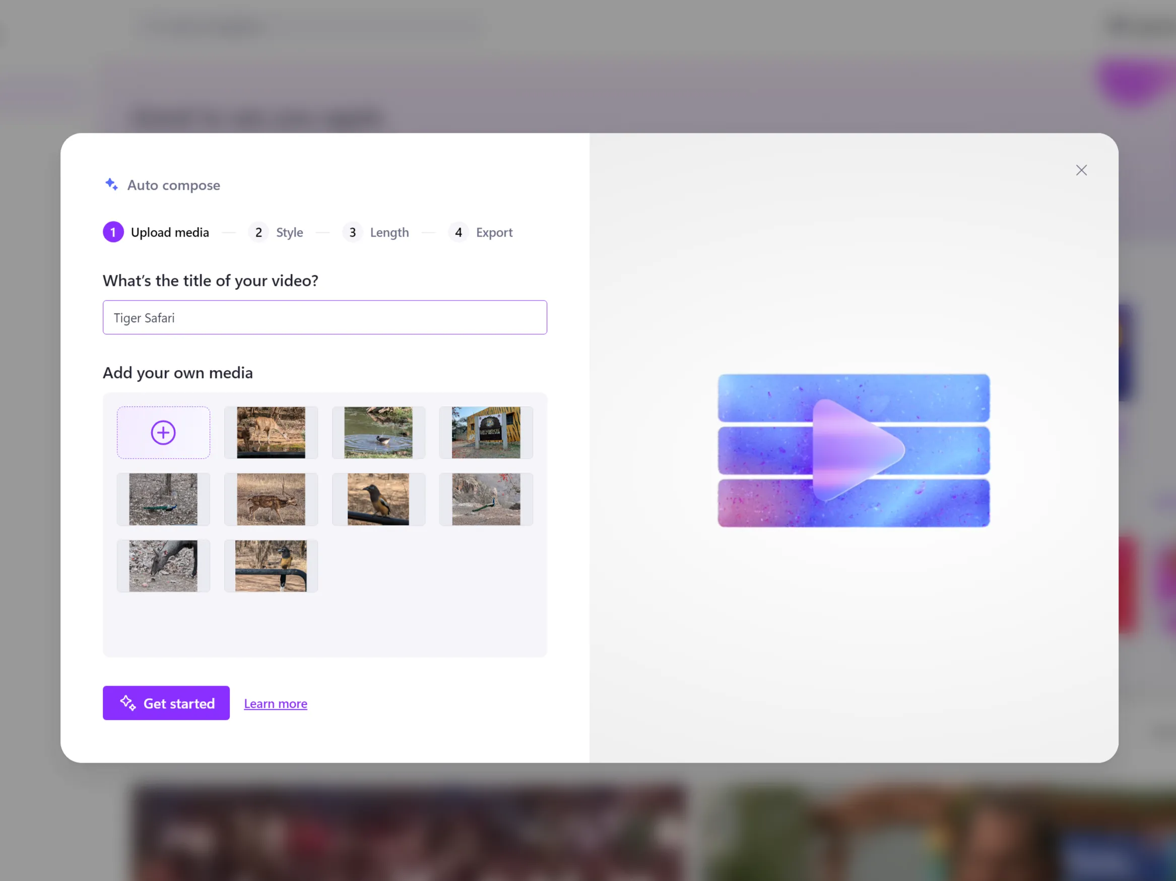 Tính năng Auto Compose của Clipchamp tự động tạo video từ ảnh và clip trên Windows 11