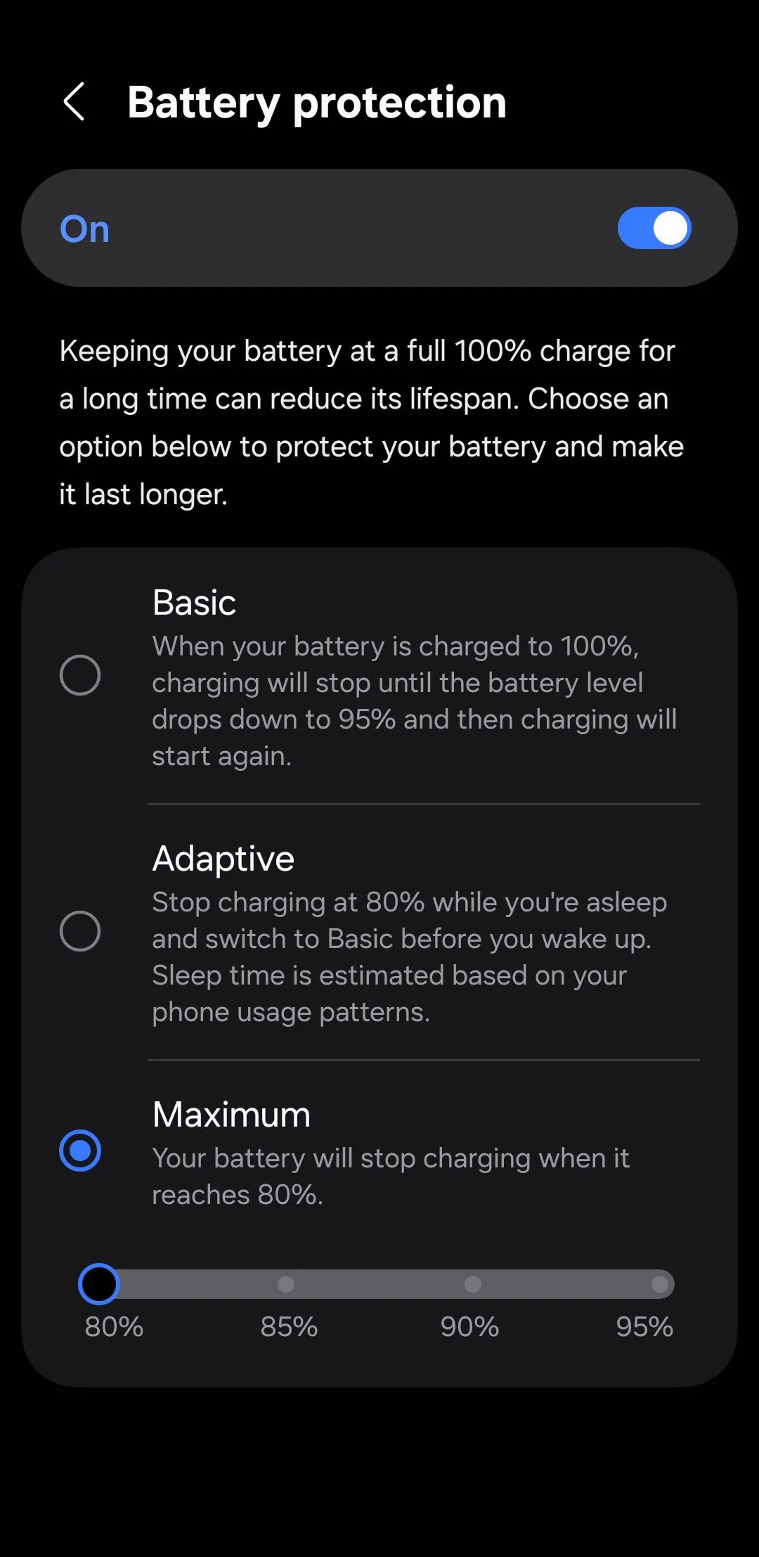 Tính năng bảo vệ pin thông minh trên điện thoại Samsung