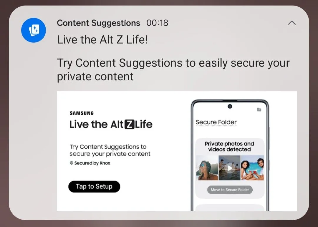 Tính năng Content Suggestions trên điện thoại Samsung, đề xuất nội dung riêng tư để chuyển vào Secure Folder