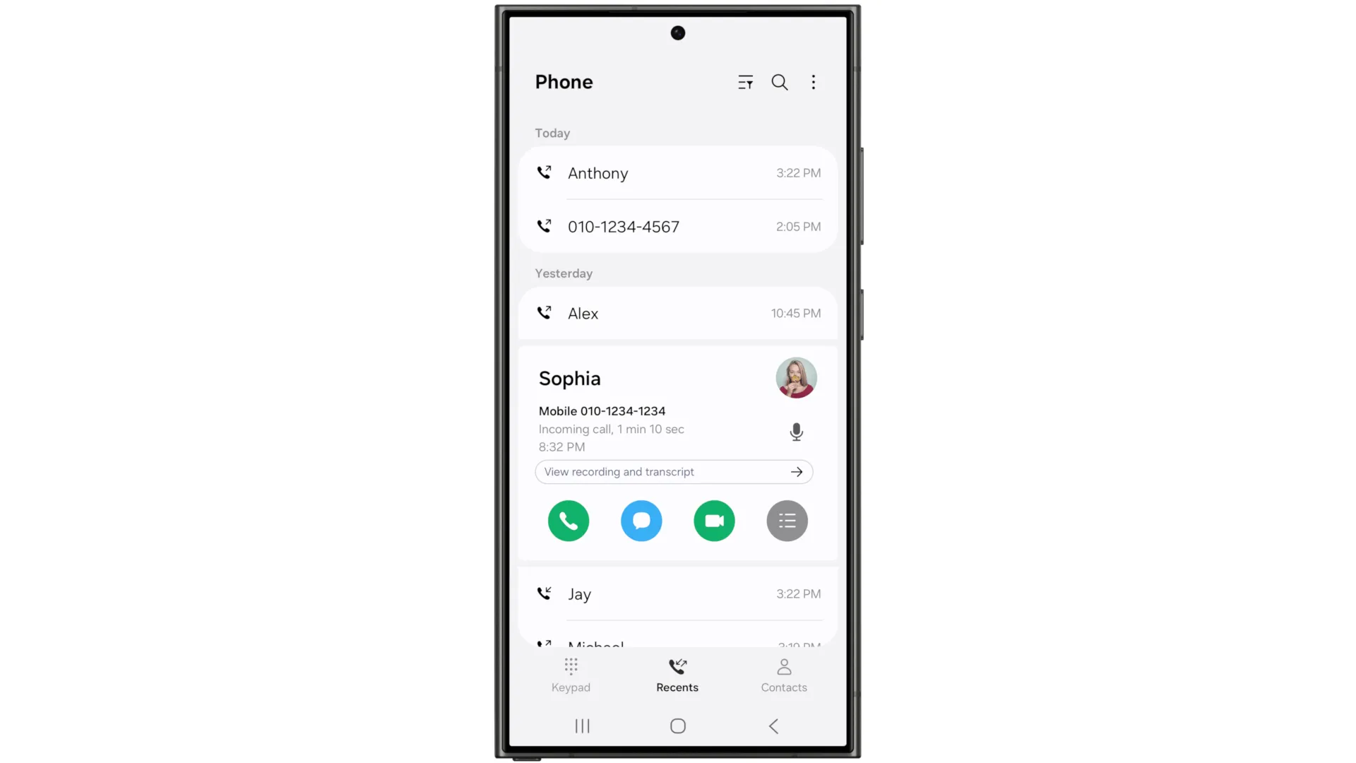 Tính năng ghi âm cuộc gọi và tạo bản ghi trên One UI 7