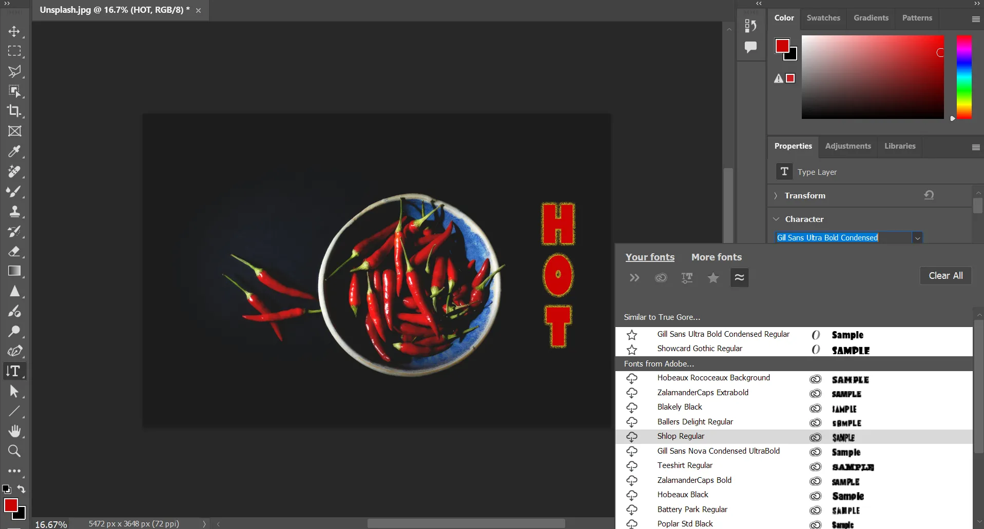 Tính năng tìm kiếm font tương tự trong Font Browser của Adobe Photoshop